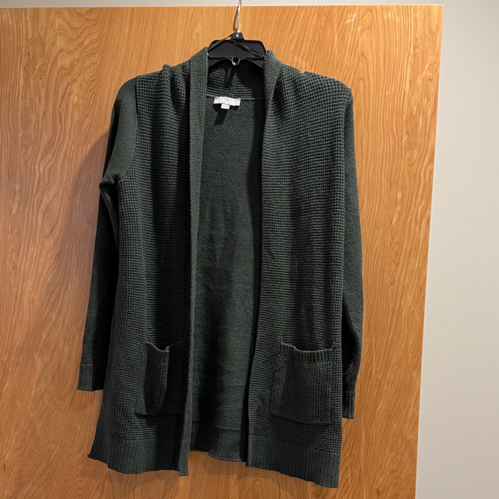 Elegant Dark Green Open-Front Cardigan